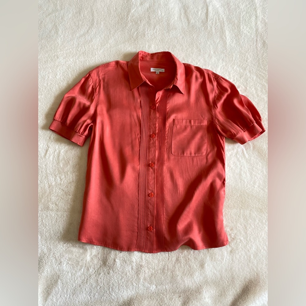 Equipment silk blend short sleeve blouse | coral | workwear | medium | Spring